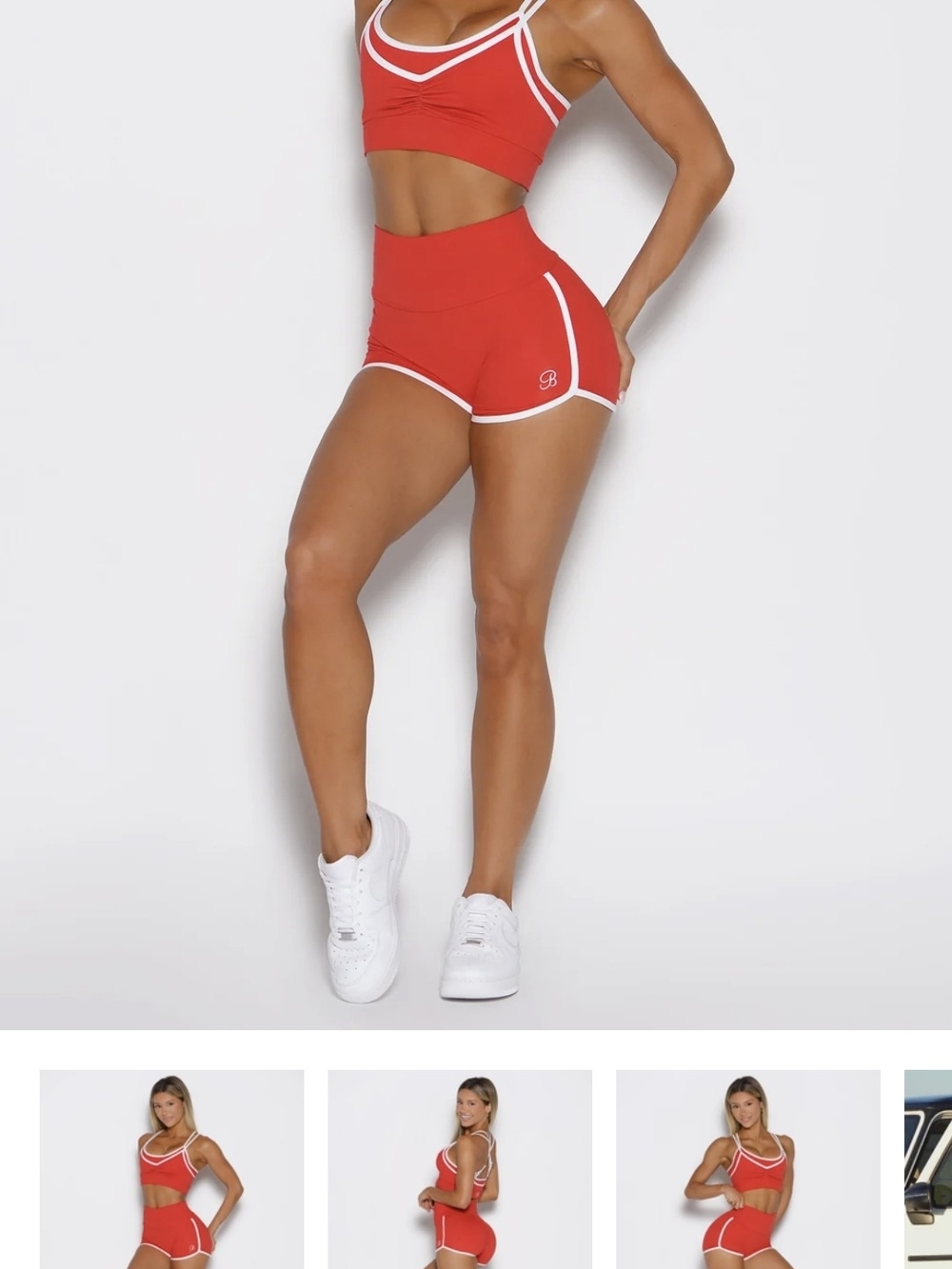 Bombshell Power Line Shorts, Workout Shorts, Red Medium, Like New